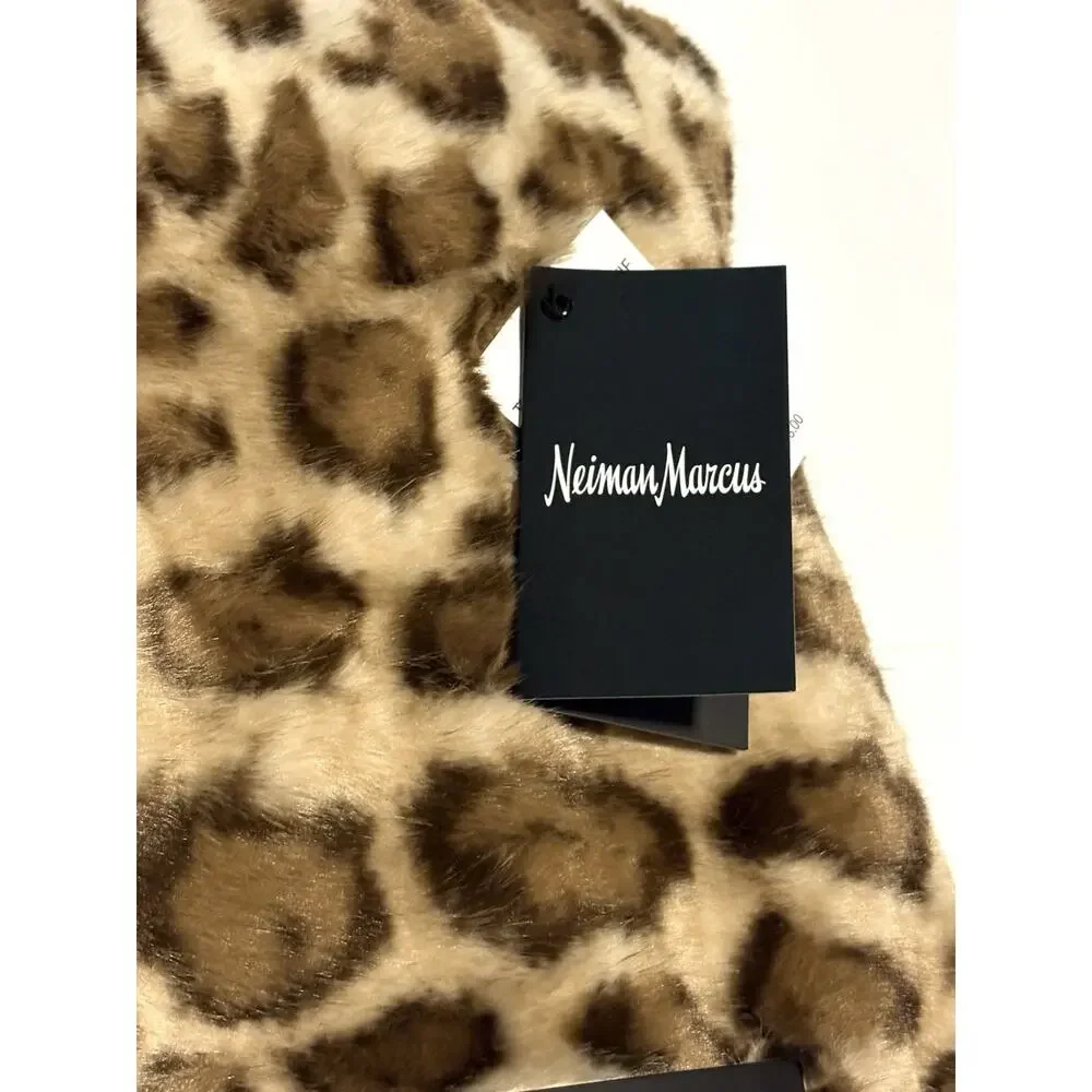 Neiman Marcus Leopard Animal Print Faux Fur Mink Throw Blanket Cheetah 50